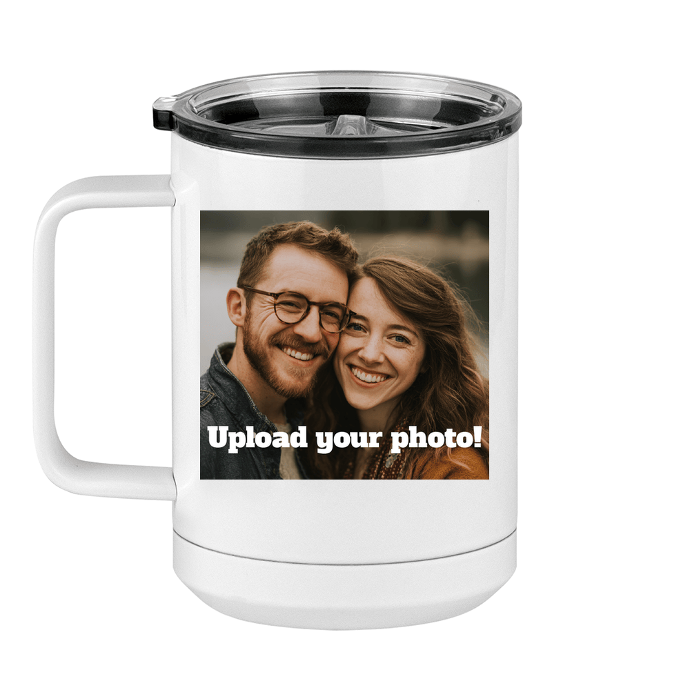 Personalized Coffee Mug Tumbler with Handle (15 oz) - Upload Your Photo - Left View
