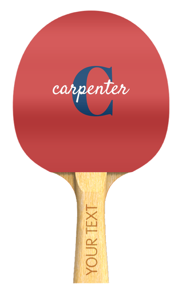 Custom Solid Color Ping Pong Paddle - Name Over Initial - Side B View