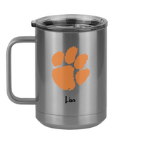 Thumbnail for Personalized Messy Bun Coffee Mug Tumbler with Handle (15 oz) - Basketball Mom with Photo Upload - Left View