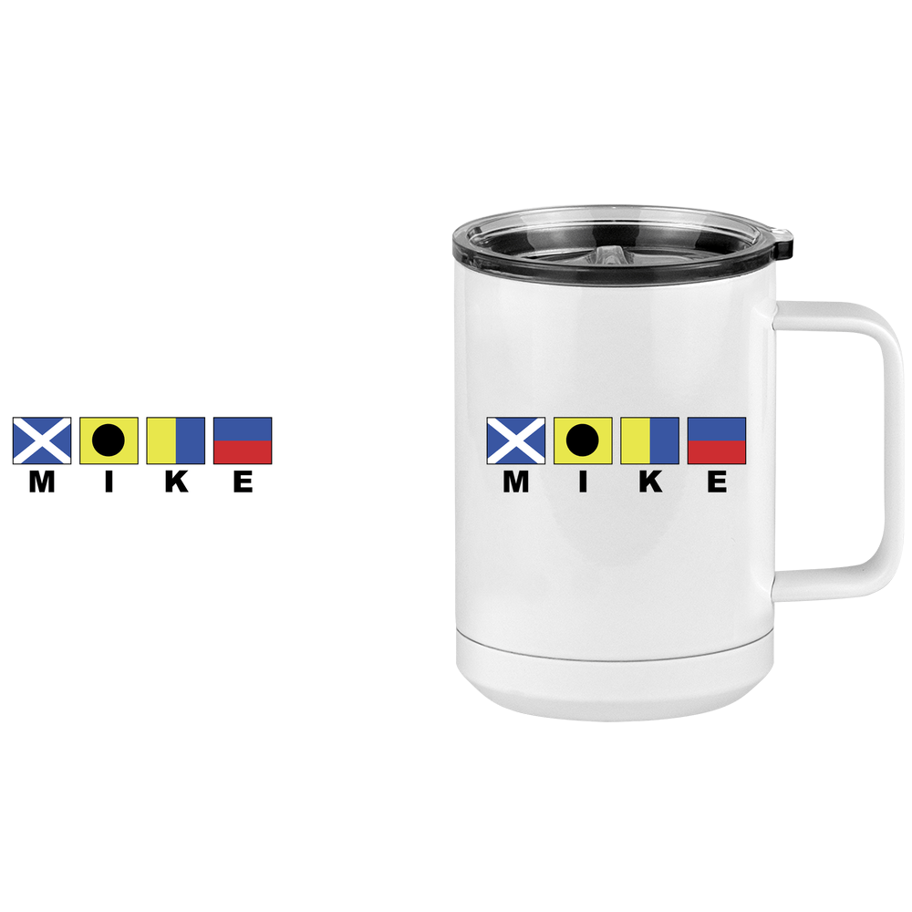Personalized Nautical Flags Coffee Mug Tumbler with Handle (15 oz) - Design View