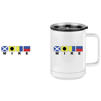 Thumbnail for Personalized Nautical Flags Coffee Mug Tumbler with Handle (15 oz) - Design View