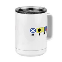 Thumbnail for Personalized Nautical Flags Coffee Mug Tumbler with Handle (15 oz) - Front Right View