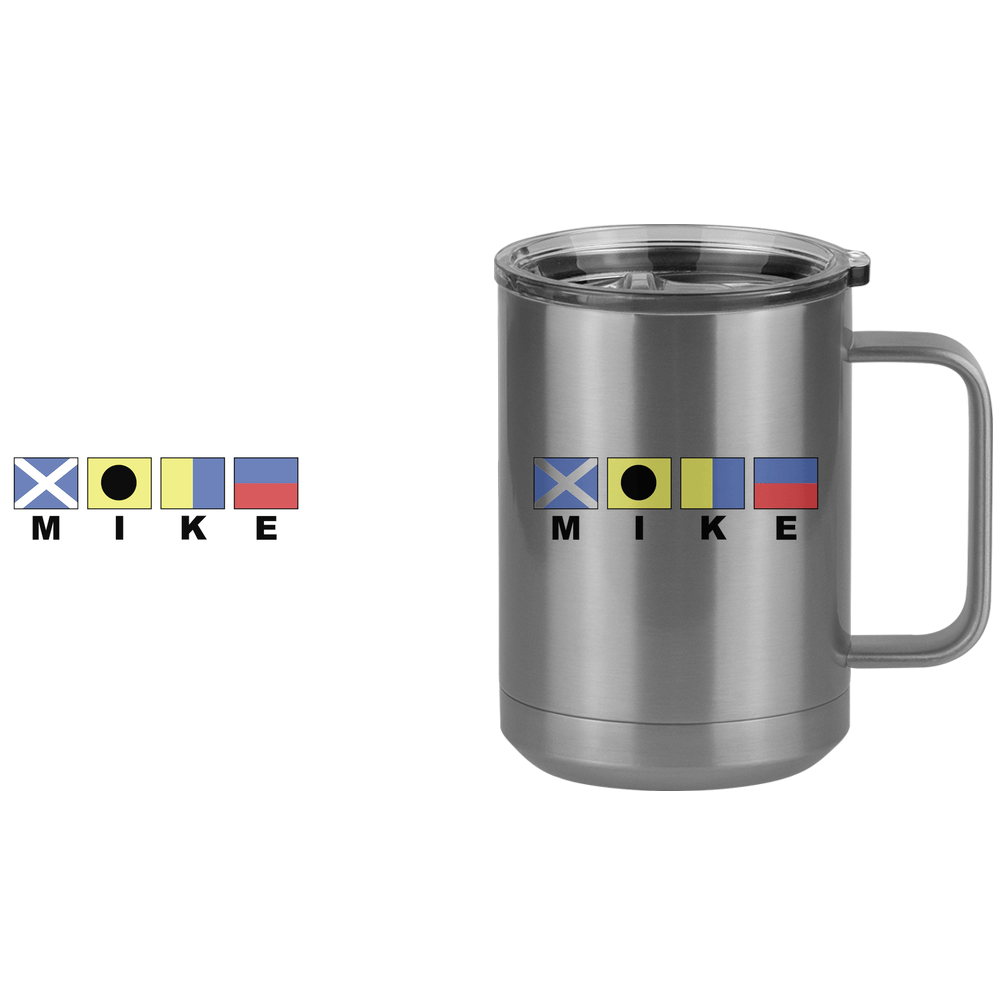 Personalized Nautical Flags Coffee Mug Tumbler with Handle (15 oz) - Design View